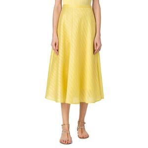 AKRIS PUNTO Stripe Jacquard Linen & Silk Midi Skirt In Canary 6